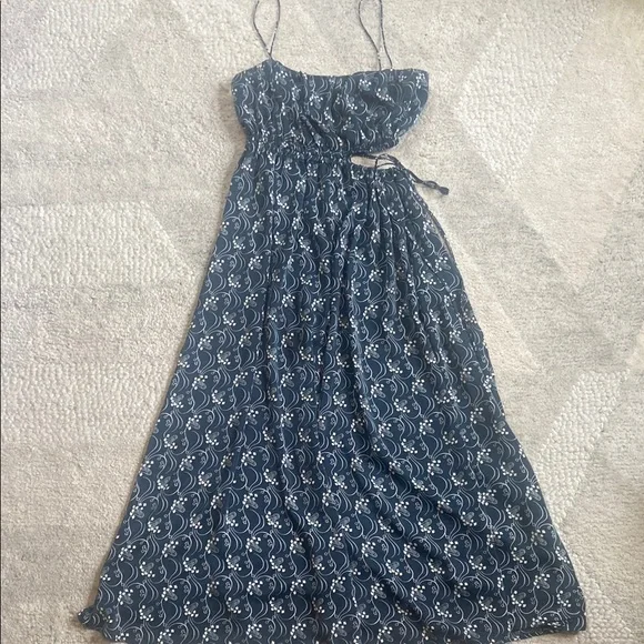 J. Crew Blue and White Smocked Maxi Dress for Wedding Guest - Picture 2 of 10